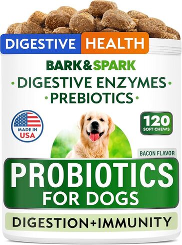 BARK&SPARK Dog Probiotics, Digestive Health Chews with Fiber & Enzymes in Kuwait