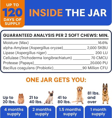 BARK&SPARK Dog Probiotics, Digestive Health Chews with Fiber & Enzymes in Kuwait