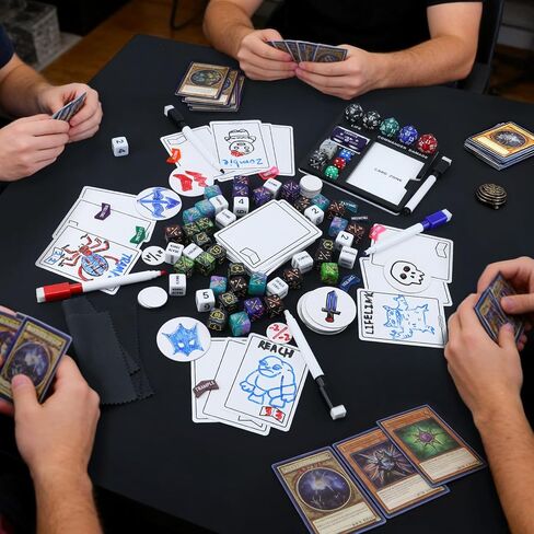 SIXPOINTS 300 Pieces MTG Dice Counters Set with MTG Dry Erase Blank Cards Reusable Proxy Tokens Keyword Life Plus 1 Counter Compatible with Magic The Gathering, TCG, Card Games Accessories in Kuwait