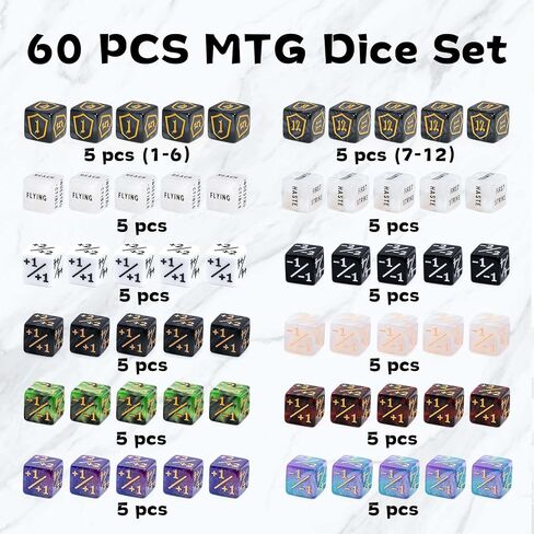 60 PCS MTG Dice Set with Life Counter, Keyword Counter, Shield Token in Kuwait
