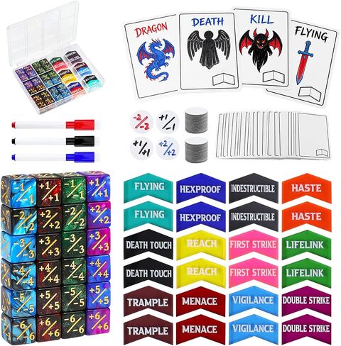 101 Pieces MTG Abilities Keyword Tokens 12mm Dice Counters Set for Magic The Gatering, Dry Erase Token MTG Accessories Board Game Pieces, MTG Life Counter Buff Tokens for TCG CCG Magic Card Games in Kuwait