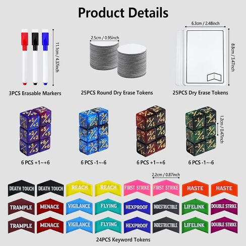 101 Pieces MTG Abilities Keyword Tokens 12mm Dice Counters Set for Magic The Gatering, Dry Erase Token MTG Accessories Board Game Pieces, MTG Life Counter Buff Tokens for TCG CCG Magic Card Games in Kuwait