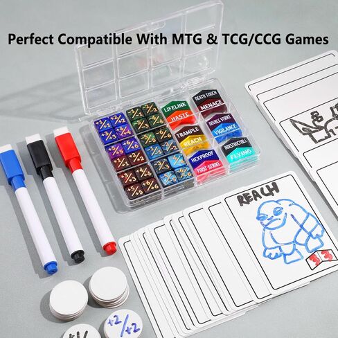 101 Pieces MTG Abilities Keyword Tokens 12mm Dice Counters Set for Magic The Gatering, Dry Erase Token MTG Accessories Board Game Pieces, MTG Life Counter Buff Tokens for TCG CCG Magic Card Games in Kuwait