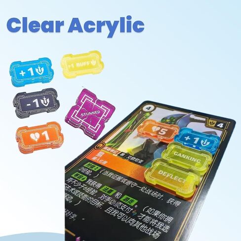 Riftbound TCG Compatible 40Pcs Acrylic Game Tokens | Might Modifier Buff Status Keyword Markers Stun Assault Shield Deflect Counters Single-Sided Transparent Game Tracking Markers Set in Saudi Arabia