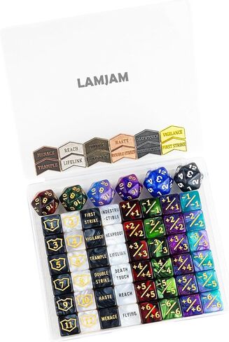 66 PCS MTG Dice Counters Keyword Metal Tokens +1/+1 Shield Life Counter Dice Set Spindown D20 for MTG, TCG, Magic Cards Gaming Accessories in Saudi Arabia