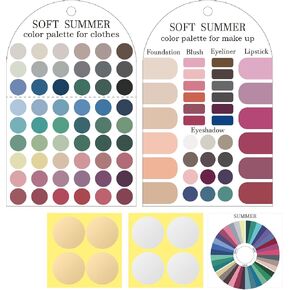Ultimate 12 Season Personal Color Palette Cards Set,2 Pack Portable Color Template Guide for Clothes & Makeup with Bonus Color Analysis Guide&Bead Ball Chains(Soft Summer) in Kuwait