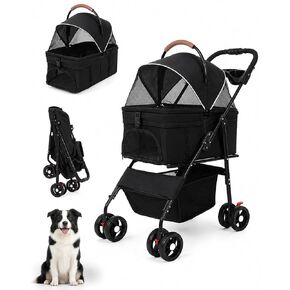 Pet Stroller, 3 in1 Foldable Dog Cat Stroller with Detachable Carrier-35lbs in Kuwait