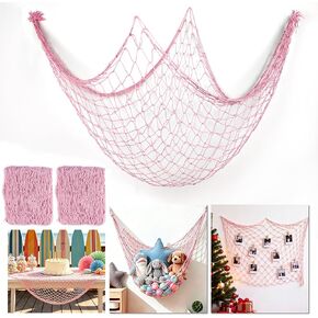 2PCS Fish Net Decorations, Nautical Netting for Beach Décor, Light Pink in Kuwait