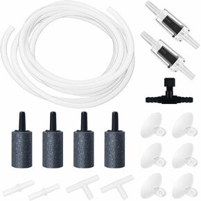 Moonorange Aquarium Air Pump Accessories Kit with Standard Tubing, 4pcs Air Stones, 2pcs Check Valves, 6pcs Suction Cups, 4pcs Connectors, T Shape Control Valve (10 Ft. Tubing Kit) in Kuwait