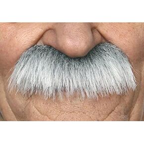 Mustaches Self Adhesive Fake Mustache, Novelty, Grandpa's False Facial Hair, Costume Accessory for Adults, Gray with White Color in Kuwait