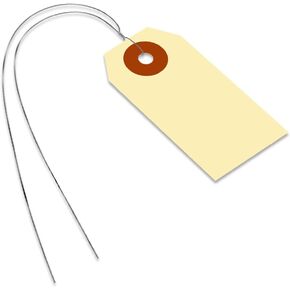 SmartSign Blank Manila Shipping Tags with Wire, Size-8, Pack of 100, 13pt Thick Prewired Cardstock Tag, 6.25 x 3.125 inch Paper Hang Tags with Reinforced Fiber Patch in Saudi Arabia