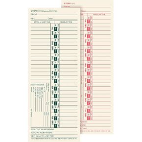 TOPS Time Cards, Bi-Weekly, 2-Sided, Numbered Days, 3-1/2" x 9", Manila, Green/Red Print, 500-Count (1275) in Saudi Arabia