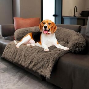 Calming Dogs/Cats Bed Mats, Dog Pad Washable Removable Couch Cover, Plush Long Fur Mat for Pets, Waterproof, Perfect for Small, Medium and Large Dogs and Cats (Gradient Gray, 36"x31.5"x 5.0") in Kuwait