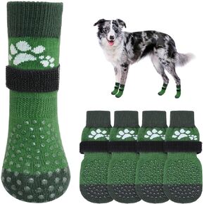 SCENEREAL Anti Slip Dog Sock to Prevent Licking Paws for Hardwood Floors, Boots & Paw Protector Shoes for Hot/Cold Pavement with Grippers, Double Sides Grips for Small Medium Large Senior Dogs in Kuwait