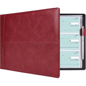 Antner 7 Ring Business Checkbook Binder لشيكات الأعمال، سعة 600 شيك، مجلد فحص من جلد البولي يوريثان مع حقيبة بسحاب، محفظة حامل دفتر شيكات تنفيذية لأوراق مقاس 9 × 13 بوصة، أسود in Kuwait
