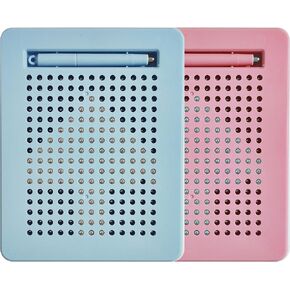 2 Pcs Magnetic Drawing Board for Kids with Magnet Stylus Pen and Beads, Toddler Doodle & Sketch Toys for Girls & Boys, Stress Relief Toy, Educational & Fun for Toddlers (Blue Pink) in Kuwait
