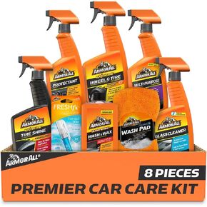 Armor All Car Wash and Cleaner Kit, Includes Cleaning Wipes for Car Interior, Cleaner Concentrate, Car Air Freshener, Microfiber Towels (8 Piece Kit) in Saudi Arabia