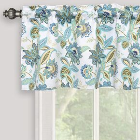 Summer Green Floral Valances for Windows, Multicolor Flower Room DarkeningRod Pocket Small Curtains Valance for Kitchen Cafe Living Room Bathroom 52" x 14", Turquoise Blue/Green in Saudi Arabia