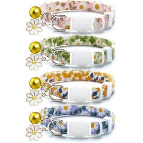 LAFAYI 4 PCS Breakaway Cat Collars with Bell Moons Stars,Kitten Collar and Adjustable with Pendant Glow,Cute Kitty Collar for Girl Boy Cats,Pet Gifts,Accessories(4 Colors) in Kuwait