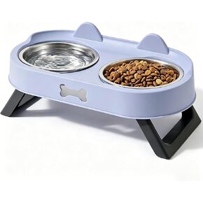 Elevated Cat Bowls with Foldable Stand, Anti Vomiting Raised Cat Food and Water Bowl Set, 2 Stainless Steel Dishes for Cats and Puppies, Splash Proof Non-Slip Neck Protection Pet Feeder (Pink) in Kuwait