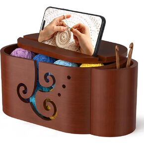 Wooden Yarn Bowl with Lid for Knitting & Crocheting in Kuwait