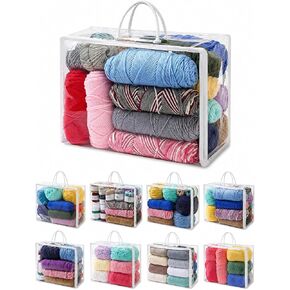 Remittur 6 Packs Large Yarn Storage Bags, Clear Yarn Storage Organizer with Zippers and Handles, Crochet Bag Knitting Bag for Knitting Needles Crochet Hooks-17.75 * 6.69 * 11.8 inches in Kuwait