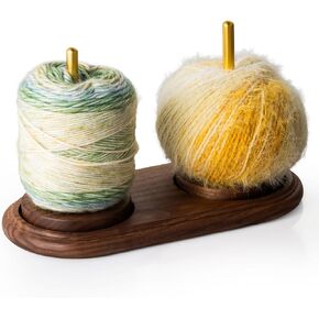Rovarahoom Walnut Wooden Yarn Holder for Crocheting, Yarn Spinner Stand with Rotating Mechanism, Crochet Holder for Knitting Lovers Mom Craft Enthusiasts Great Gift - Single Spindle in Saudi Arabia