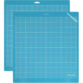 REALIKE Light Cutting Mat for Cricut Maker 3/Maker/Explore 3/Air 2/Air/One, 2 Pack 12x12 Inch Blue Light Grip Adhesive Sticky Non-Slip Cut Mat Replacement Accessories for Cricut in Saudi Arabia