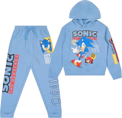 فريز بويز سونيك هوديي وبنطال رياضي للركض - مجموعة ملابس سونيك القنفذ للأولاد مكونة من قطعتين مقاسات 4-16 in Kuwait