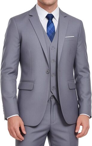 Mens Suits Regular Fit 3 Piece Tuxedo Blazer Jacket Vest Pants Formal Suit Set for Men Wedding Prom Casual in Saudi Arabia