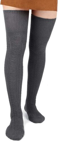 Women Thigh High Socks Extra Long Cotton Knit Warm Thick Tall Long Boot Stockings Leg Warmers in Kuwait