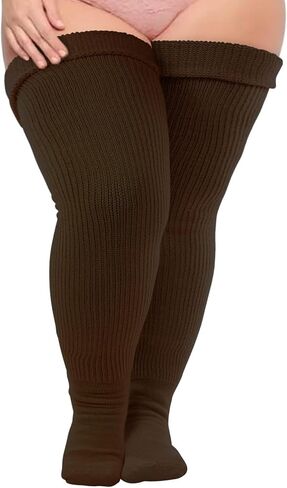 Neoviancia Plus Size Thigh High Socks for Thick Thighs Women- Thigh Highs Widened Extra Long Thick Knit Socks in Kuwait
