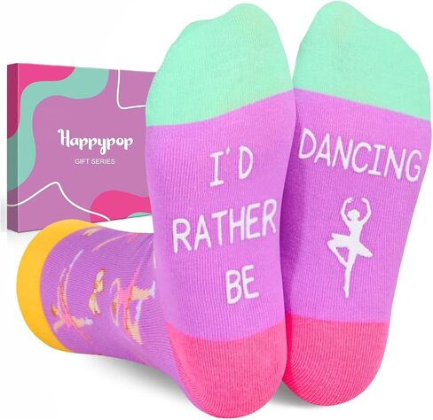 HAPPYPOP Dance Socks For Girls Ballerina Socks For Girls Ballet Socks For Girls Dance Gifts For Girls Ballerina Gifts For Girls 8-10 Ballet Gifts For Girls 7-10 in Kuwait