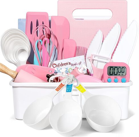 Suhctuptx Toddler Knife Set, Kids Knife Set for Real Cooking, Kid Safe Knives with Cutting Board Crinkle Cutters Montessori Kitchen Toys, Toddler Girl Gifts Age 3 4 5 6 7 8 Year Old in Saudi Arabia