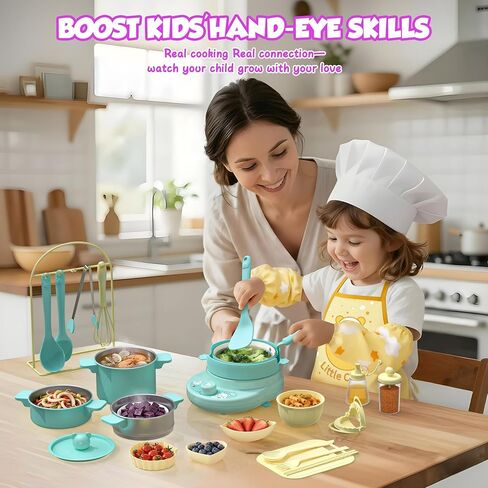 Gotoofun Kids Cooking Sets Real Mini Kitchen, Safe Cooking Set for Kids Ages 8-12, Real Food Making Montessori Kitchen Playset with Dishes & Kids Knife Set for Girls Boys in Kuwait