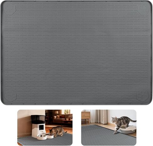 Cat Food Mat Extra Large Silicone Pet Bowl Mat 40''x28'', Green in Saudi Arabia