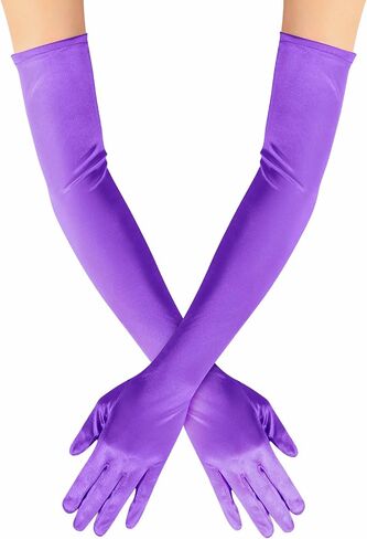 Long Opera Party Gloves for Women 1920s 20s Satin Gloves Costumes Elbow Length Bridal Evening Dress, 22 inches in Kuwait