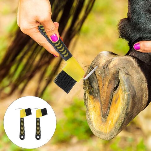 2pcs Horse Hoof Pick with Brush, Non-Slip Grip, Stainless Steel Hook in Kuwait