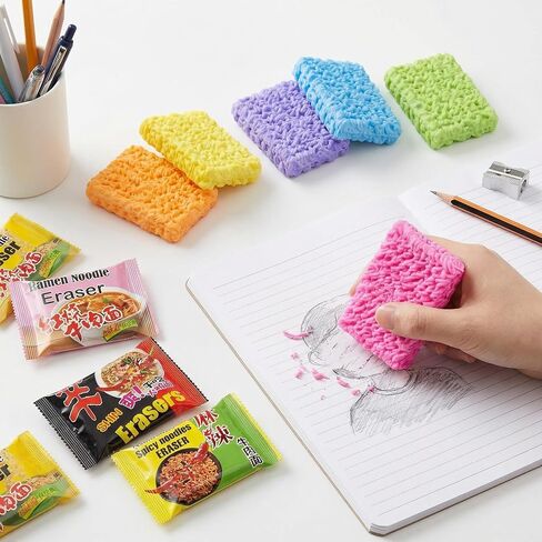 Ramen Erasers for Kids Mini Ramen Noodle Puzzle Erasers Cute Food Erasers for Party Favors Valentines Classroom Fun Erasers Set 8 PCS in Saudi Arabia