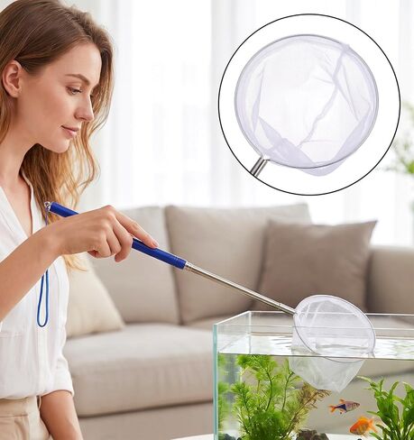 Fish Tank Net Small, Aquarium Fish Tank Net Long Handle (Blue) in Kuwait