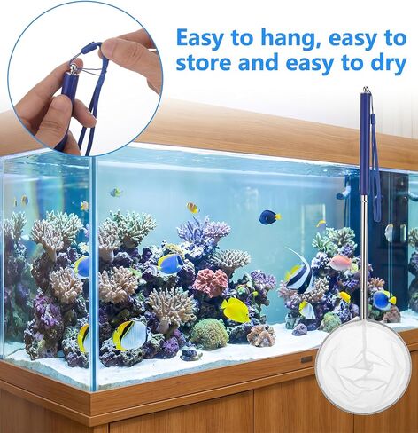 Fish Tank Net Small, Aquarium Fish Tank Net Long Handle (Blue) in Kuwait