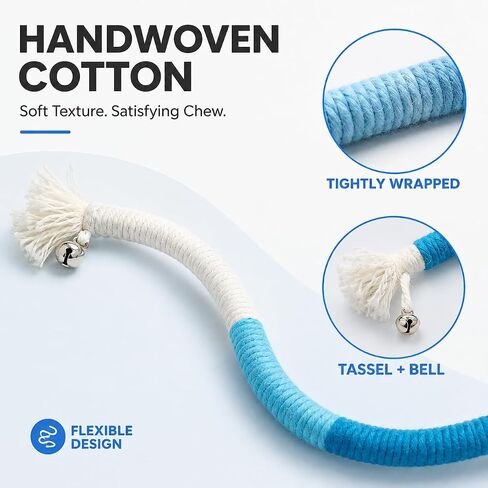 4-Pack Interactive Cat Chew Rope Toys, Teaser Sticks with Jingle Bells in Kuwait