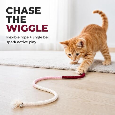 4-Pack Interactive Cat Chew Rope Toys, Teaser Sticks with Jingle Bells in Kuwait