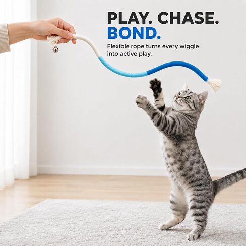 4-Pack Interactive Cat Chew Rope Toys, Teaser Sticks with Jingle Bells in Kuwait