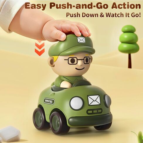 Aila+Aiden Community Helpers Press to Go Car Toys for Toddlers 1-3, Baby Racing Cars, Infant Play Vehicle Set, Baby Push Go Friction Car Toys for 6-9-12-18 Months, 1st Birthday Gift for 1-2 Years Old in Kuwait