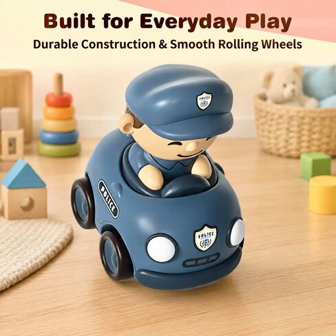 Aila+Aiden Community Helpers Press to Go Car Toys for Toddlers 1-3, Baby Racing Cars, Infant Play Vehicle Set, Baby Push Go Friction Car Toys for 6-9-12-18 Months, 1st Birthday Gift for 1-2 Years Old in Kuwait