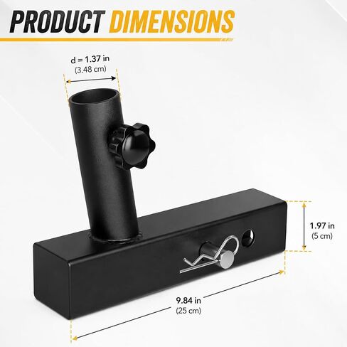 Universal 2 Inches Hitch Flag Pole Holder - Compatible with Jeep, SUV, RV, Pickup, Truck, Camper, Trailer. Anti-Wobble Screws and The Angled Holder Design in Kuwait