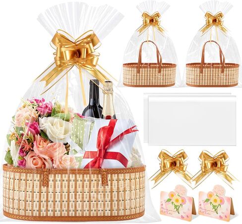1 Set Baskets for Gifts Empty, Large Woven Bamboo Gift Basket with Handle in Saudi Arabia