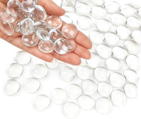 ARSUK Clear Flat Glass Pebbles, (5 LBS) Marbles for Vases, Glass Marbles, 400 Pcs Vase Fillers, Table Scatter for Weddings, Aquarium Stones, Candle Holders, Crafts, Glass Beads for Vases, (0.7-0.8") in Saudi Arabia
