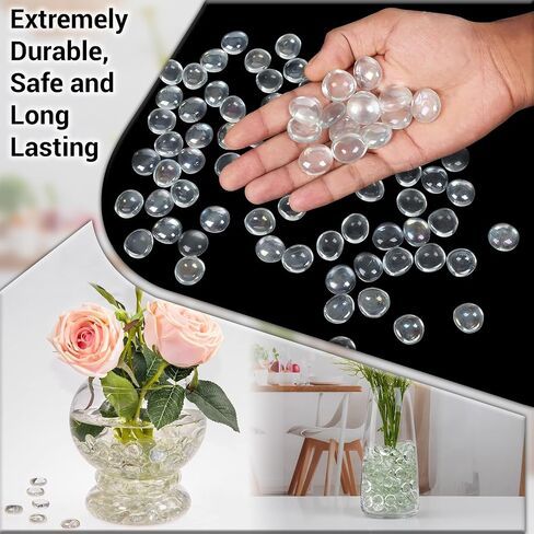 ARSUK Clear Flat Glass Pebbles, (5 LBS) Marbles for Vases, Glass Marbles, 400 Pcs Vase Fillers, Table Scatter for Weddings, Aquarium Stones, Candle Holders, Crafts, Glass Beads for Vases, (0.7-0.8") in Saudi Arabia